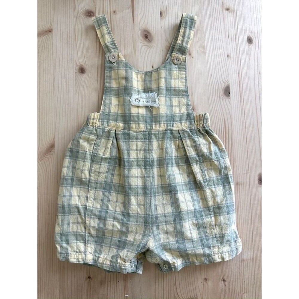 Genuine vintage little me “le petit lion” plaid bubble overalls 18m